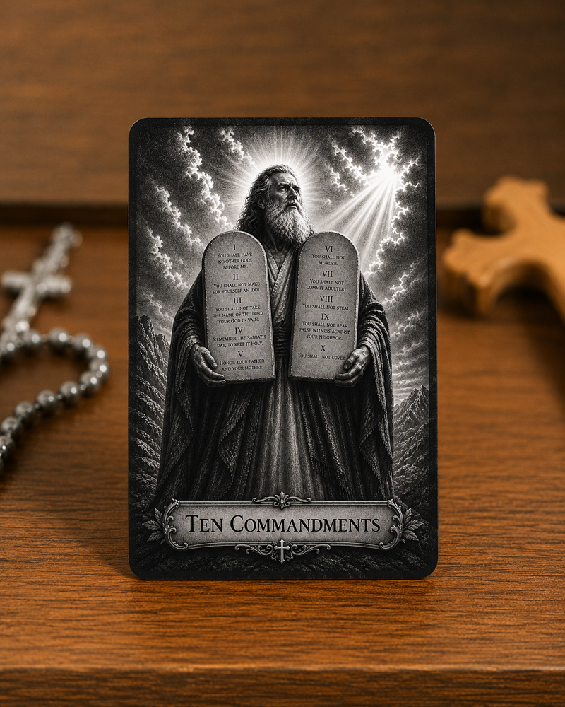 Prayer Card-Metal-The Ten Commandments
