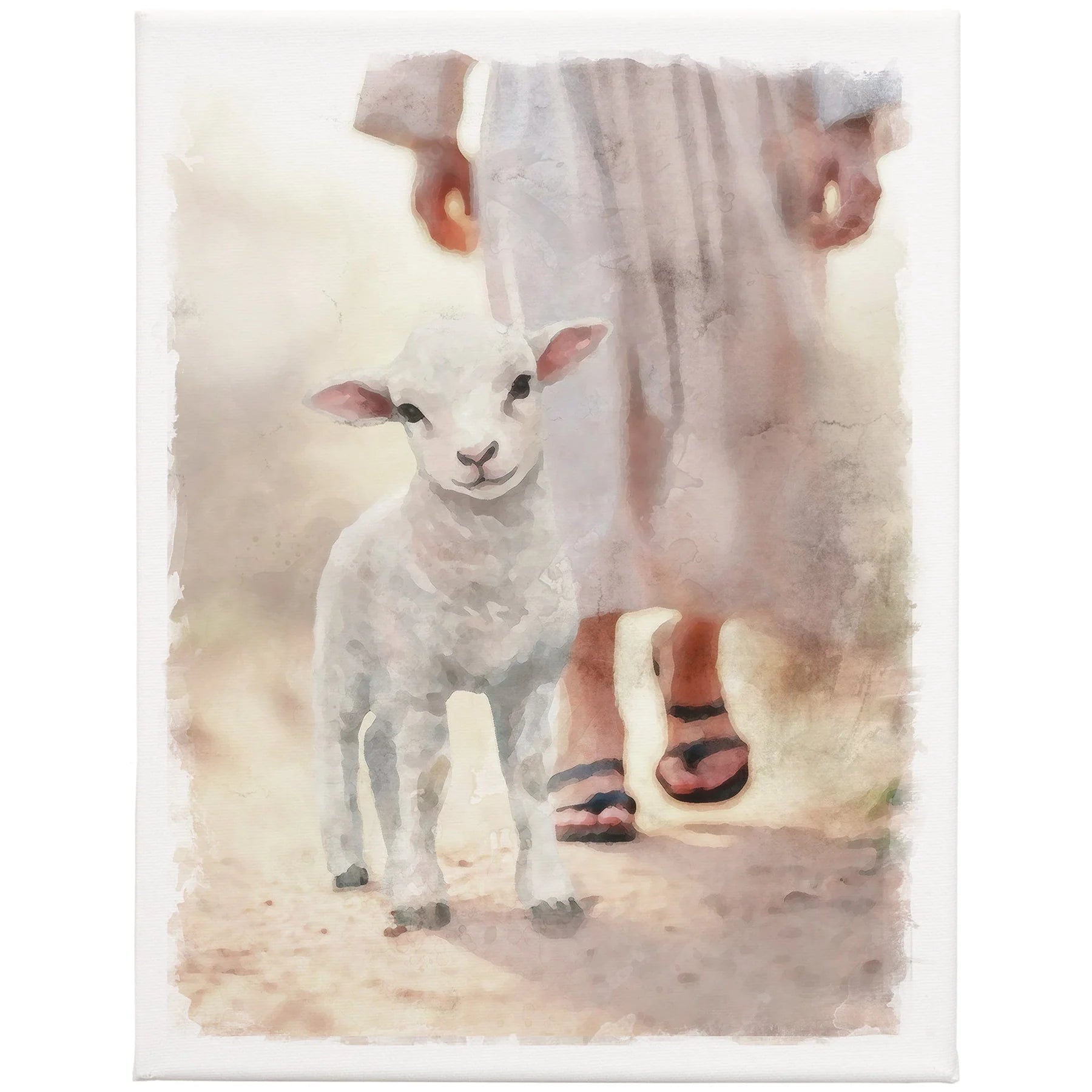 Canvas-9x12-Lamb-Walking On Path