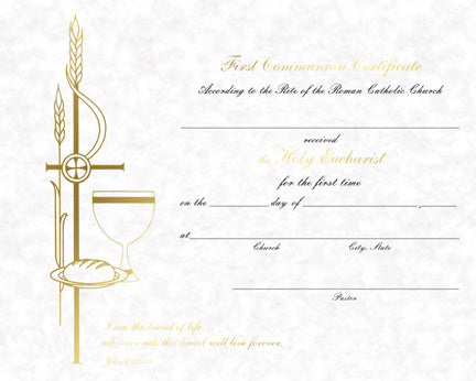 Certificate/Communion/Parchment/50ct