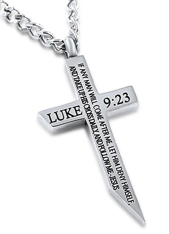 Necklace-Angle Cross-Saved By Grace-24"