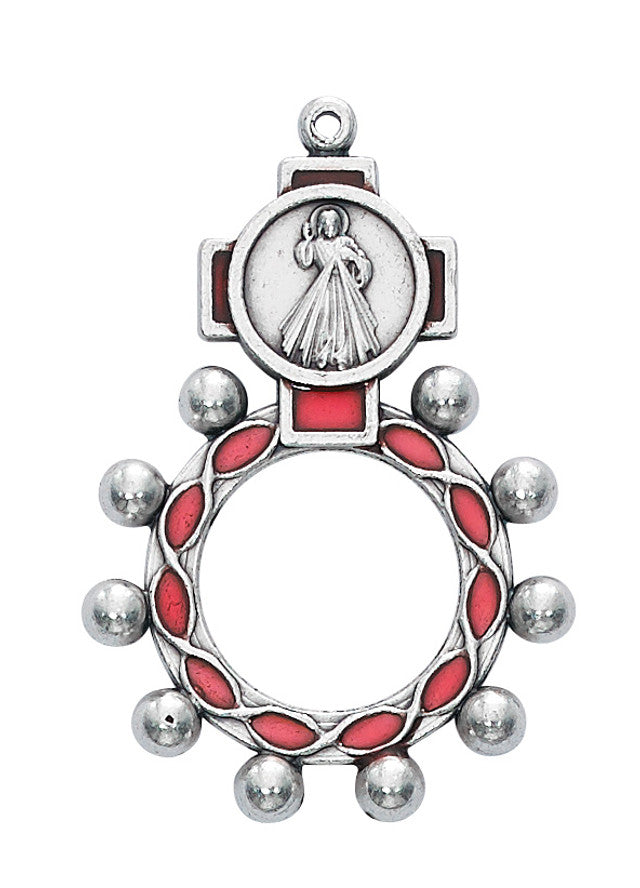 Rosary Ring/Divine Mercy/Red