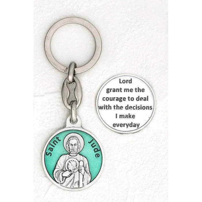 Key Ring/St Jude/Green Enamel