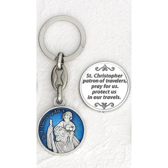 Key Ring/St Christopher/Blue En