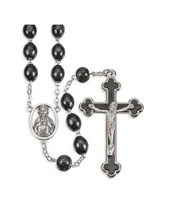 Rosary/Bk/10mm/Oval/Box