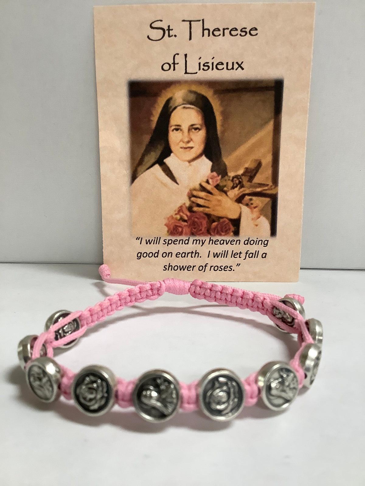Bracelet/St Therese/Cord/Pink
