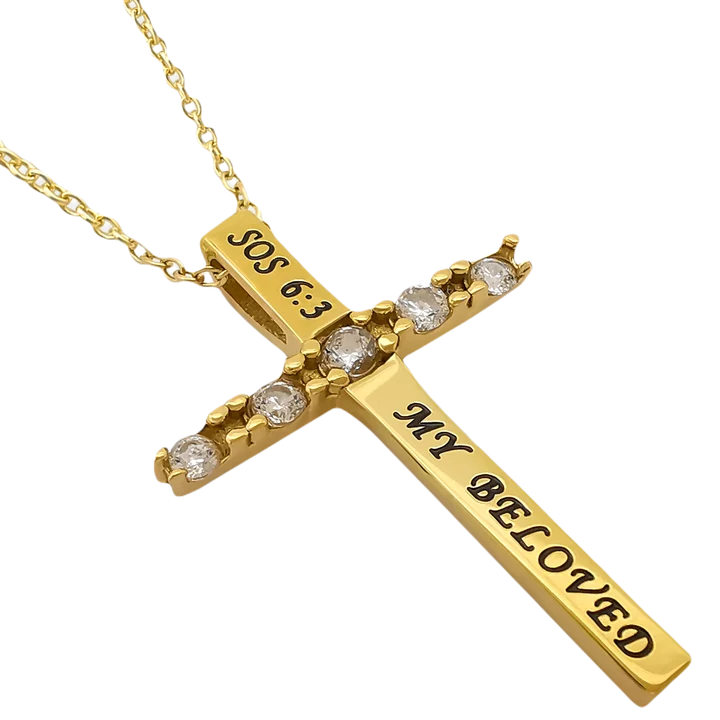 Necklace-Canale Cross-Gold-Beloved-18"