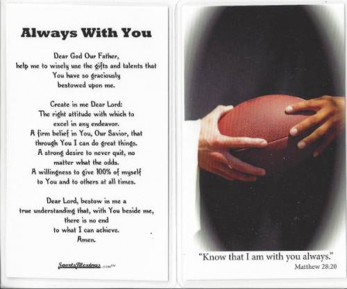Prayer Card-Football-Laminated-Sports Blessings