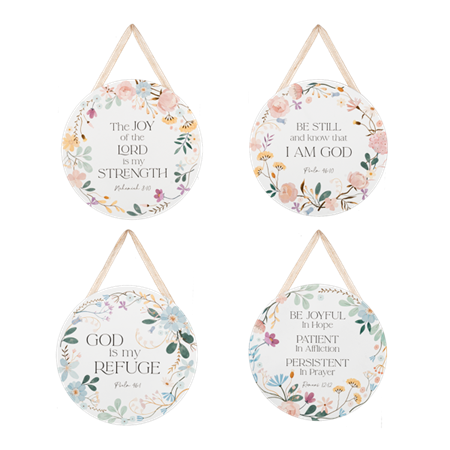 Plaque-Bible Verse-Assorted-Floral Wreath