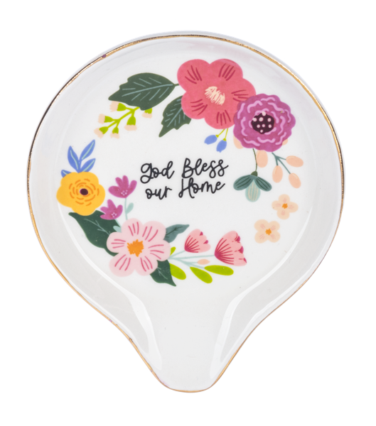 Spoon Rest-Ceramic-Floral-God Bless Our Home