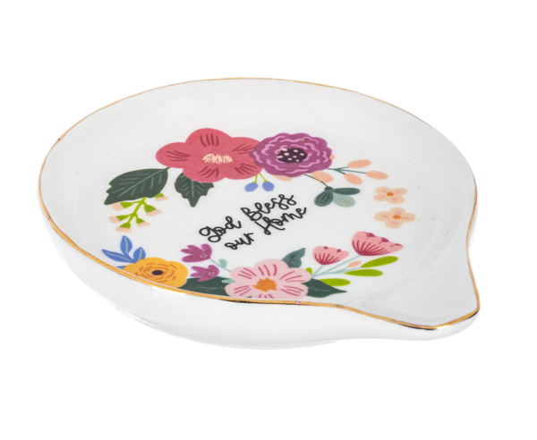 Spoon Rest-Ceramic-Floral-God Bless Our Home