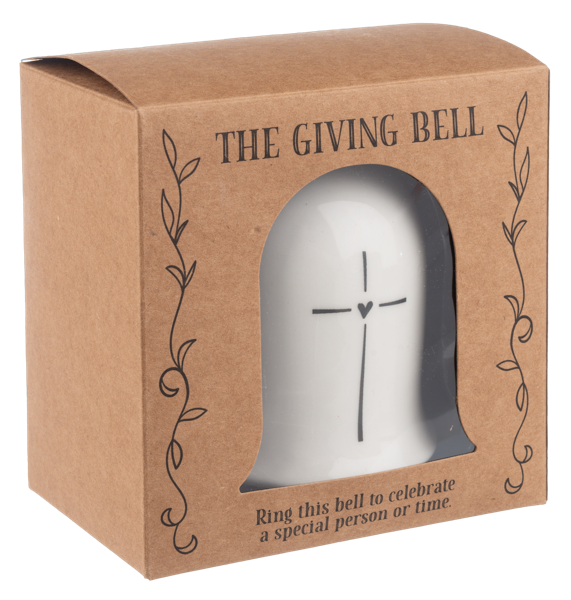 Ornament-Bell-Ceramic-Heart Cross