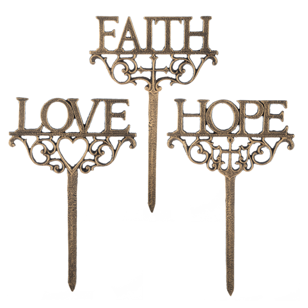 Garden Stake-Faith-Hope-Love