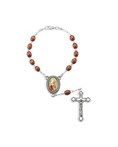 Auto Rosary-St Christopher-Brown Wood-6mm