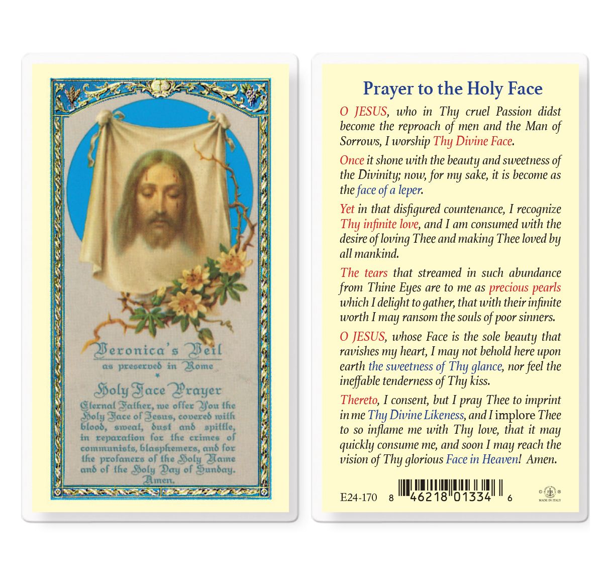 Prayer Card-Prayer To The Holy Face