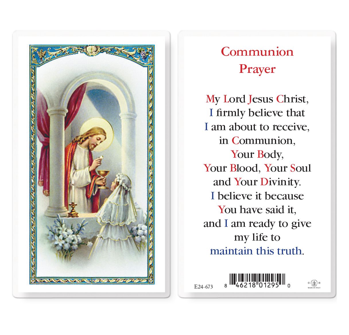 Prayer Card-First Communion-Girl-Laminated