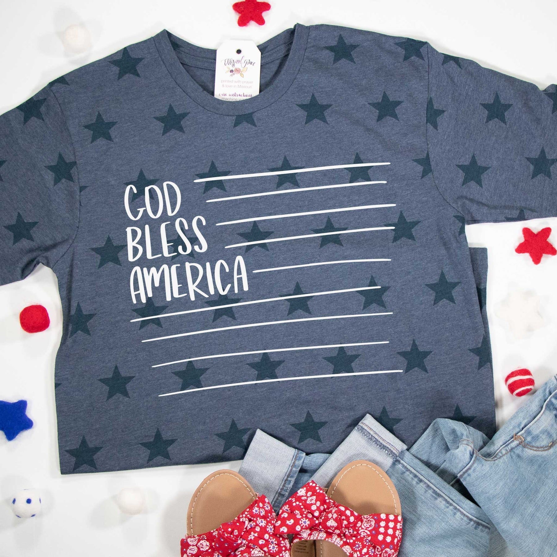 Tshirt-God Bless America-Elly And Grace
