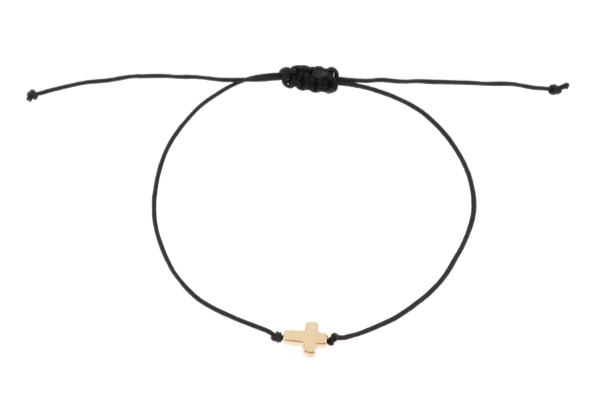 Bracelet-Cross-Black Cord Adjustable-6"
