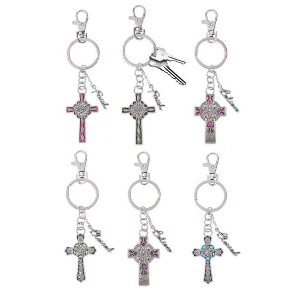 Key Ring-Cross-Stained Glass-Asst