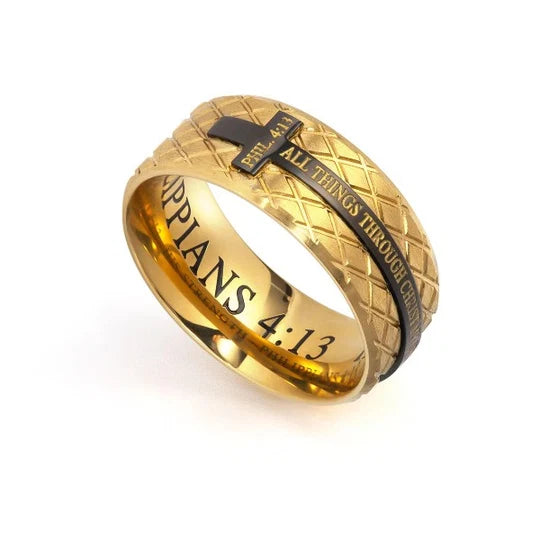Ring-Php 4:13-Gold Diamondback-Christ my Strength