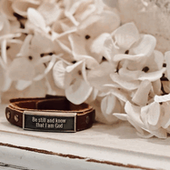 Bracelet-Be Still And Know-Leather-Wristlet-Camel