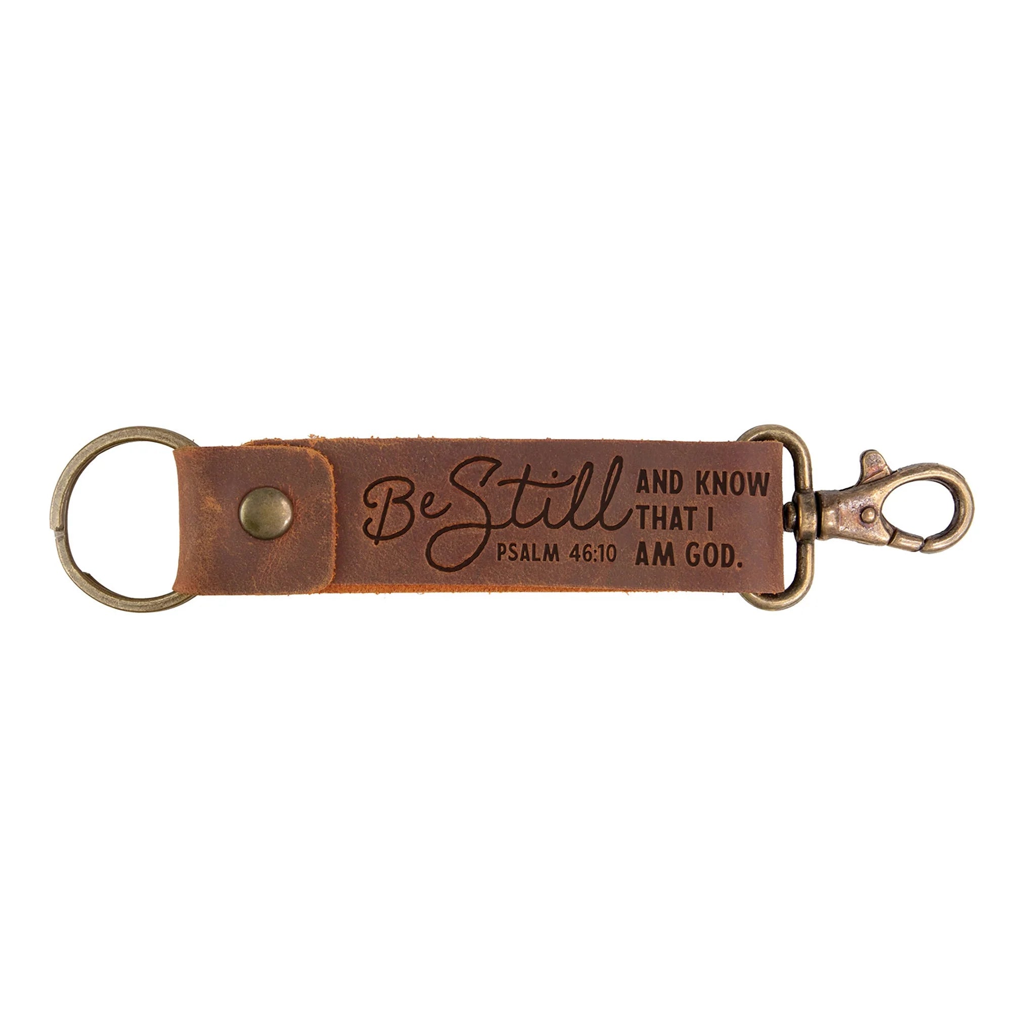 Keychain-Leather Strap-Psa 46:10-Be Still And Know