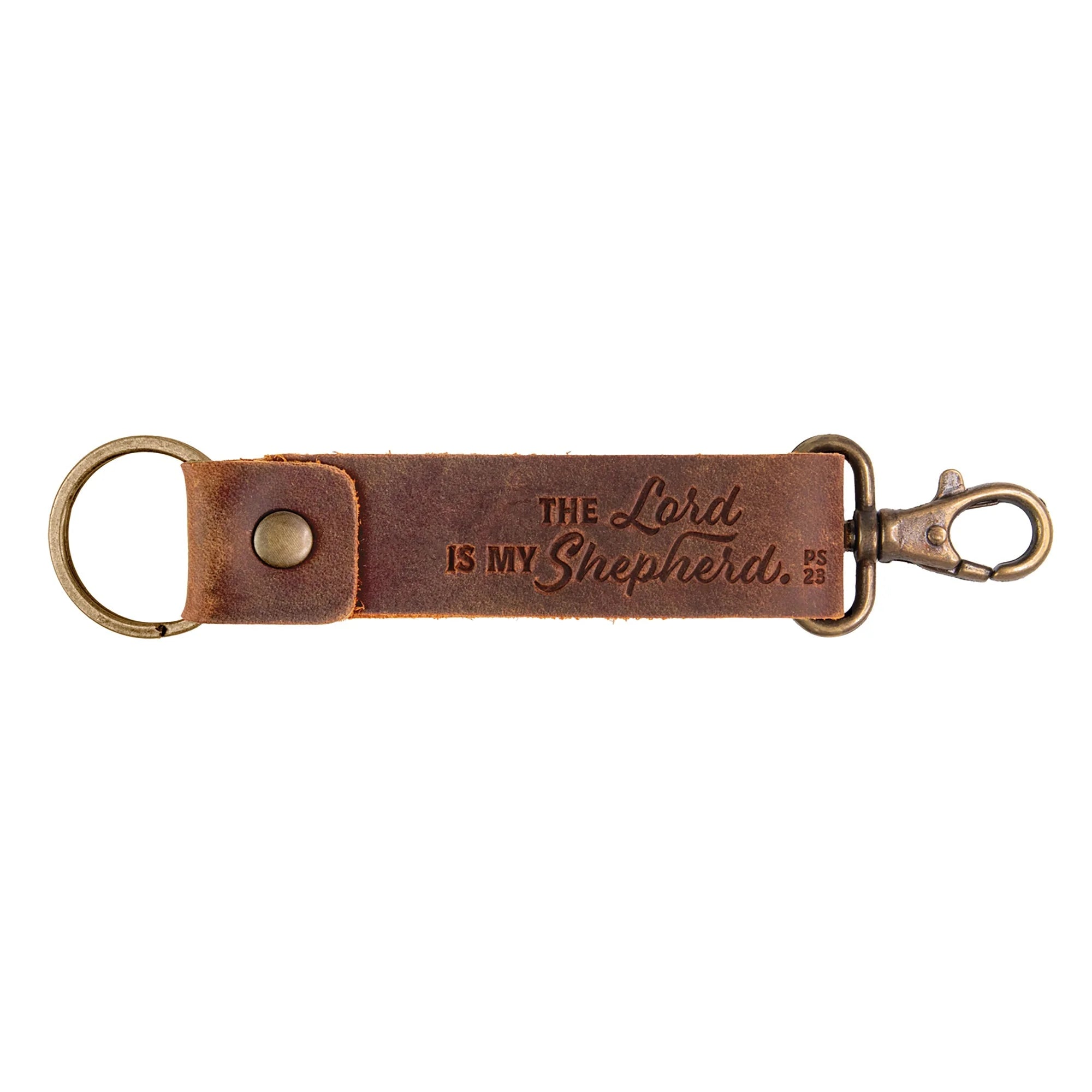 Keychain-Leather Strap-Psa 23-The Lord Is My Shepherd