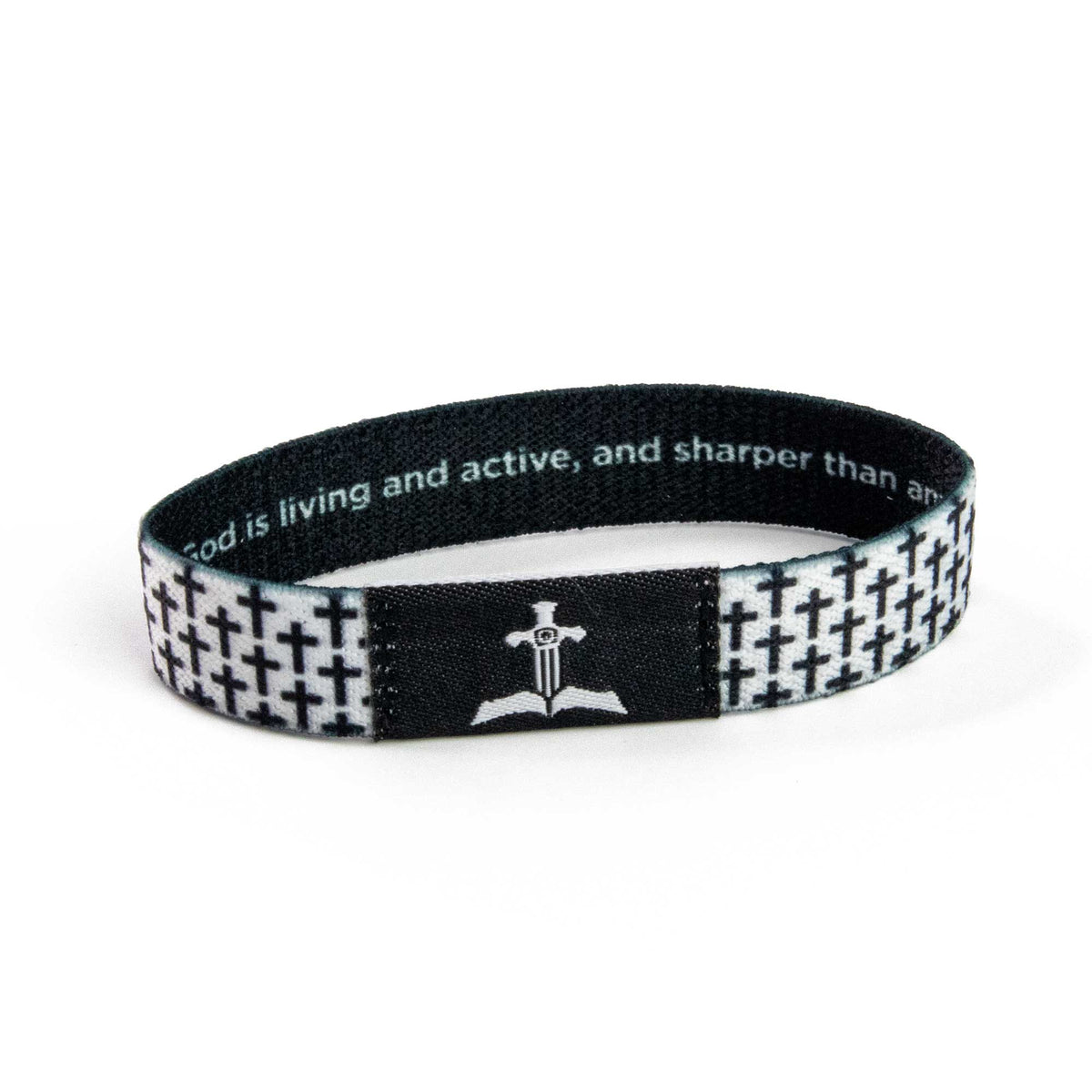 Bracelet-Logos Tap-Heb 4:12-Black And White-Crosses
