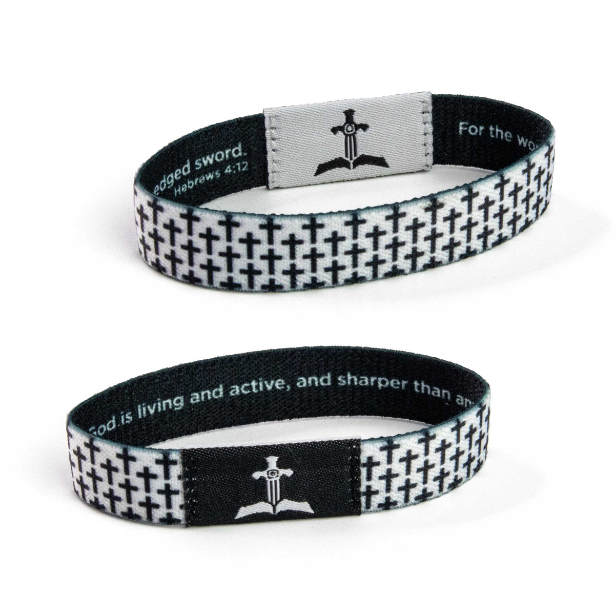 Bracelet-Logos Tap-Heb 4:12-Black And White-Crosses