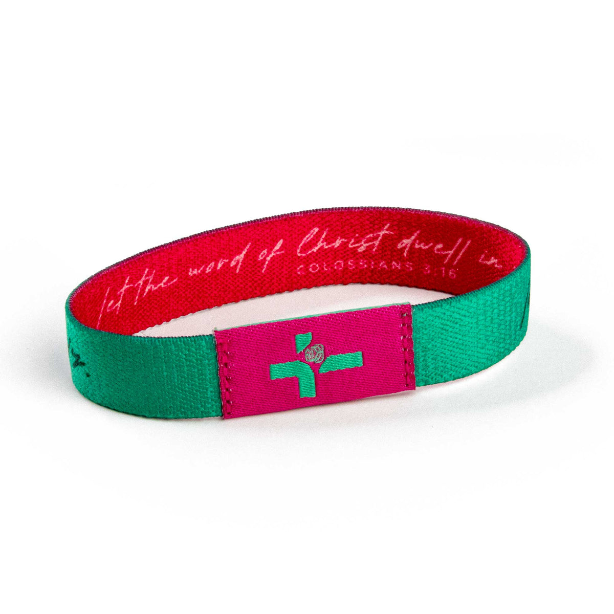 Bracelet-Logos Tap-Col 3:16-Teal And Pink-Verse
