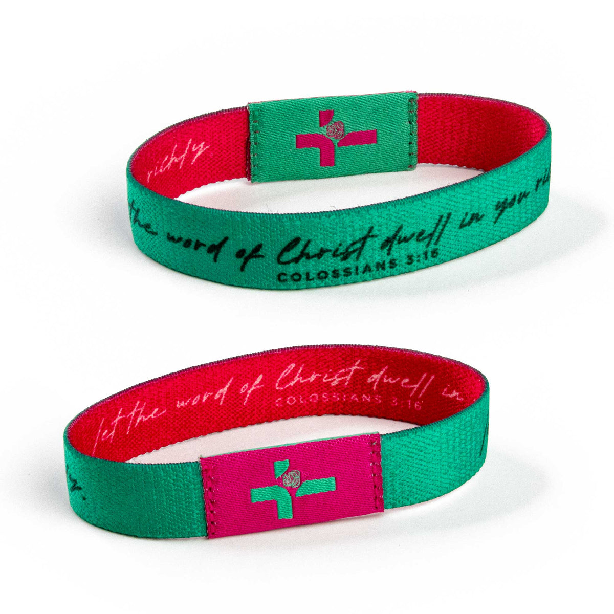 Bracelet-Logos Tap-Col 3:16-Teal And Pink-Verse