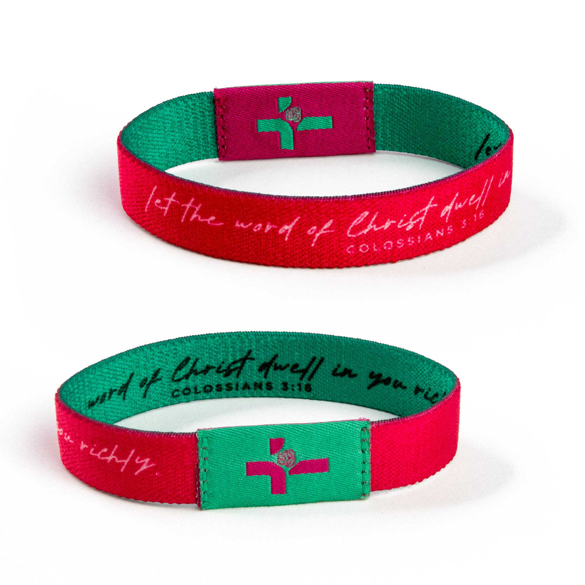 Bracelet-Logos Tap-Col 3:16-Teal And Pink-Verse