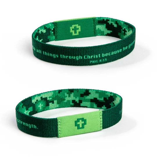 Bracelet-Logos Tap-Php 4:13-Lt Green And Dk Green-Crosses