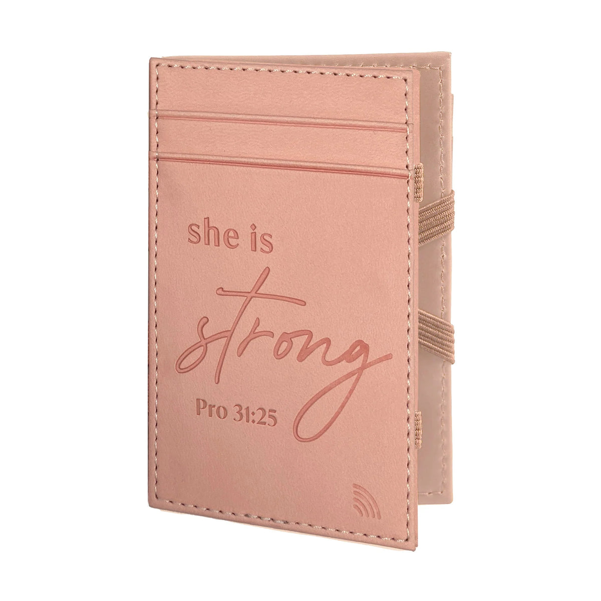 Wallet-Logos Tap-Leather-Pro 31:25-She Is Strong-Pink
