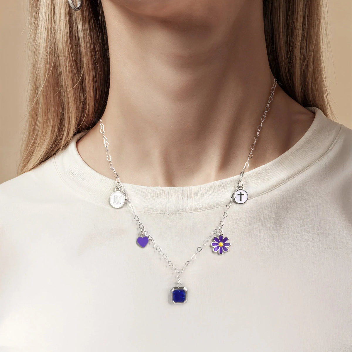 Necklace-Logos Tap-Faith Charms-Joy Of The Lord-Silver