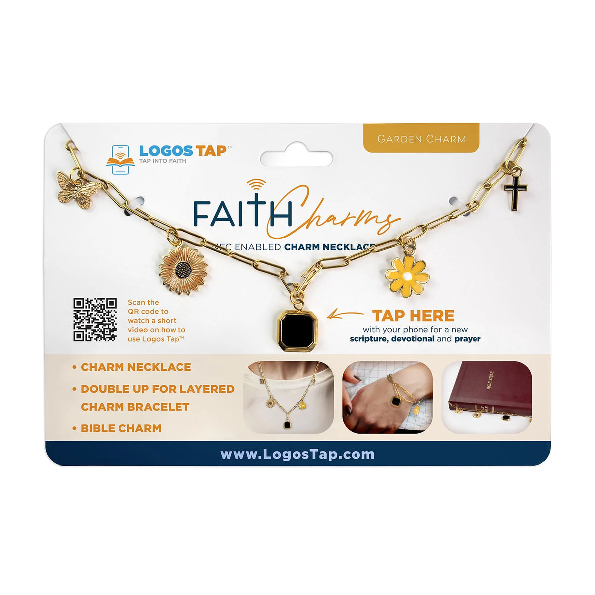 Necklace-Logos Tap-Faith Charms-Garden Charm-Gold
