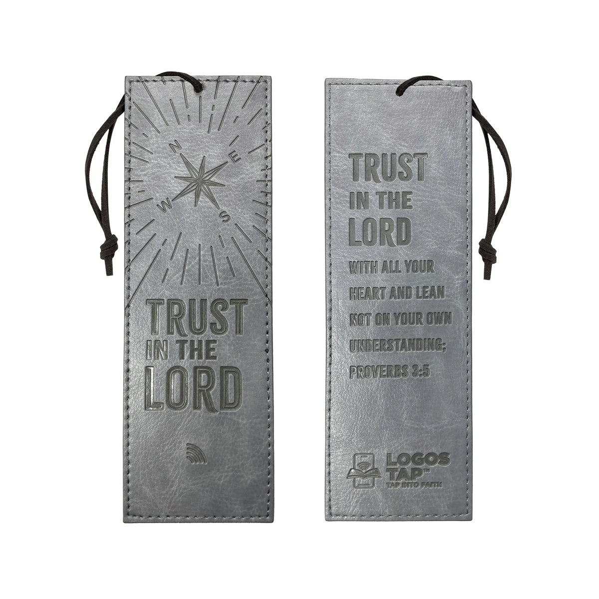 Bookmark-Logos Tap-Leather-Pro 3:5-Trust In The Lord-Gray
