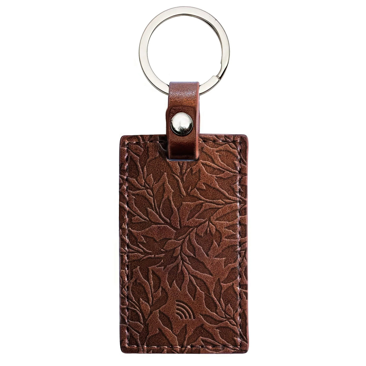 Keychain-Logos Tap-Leather-Rom 8:28-God Works-Dark Brown
