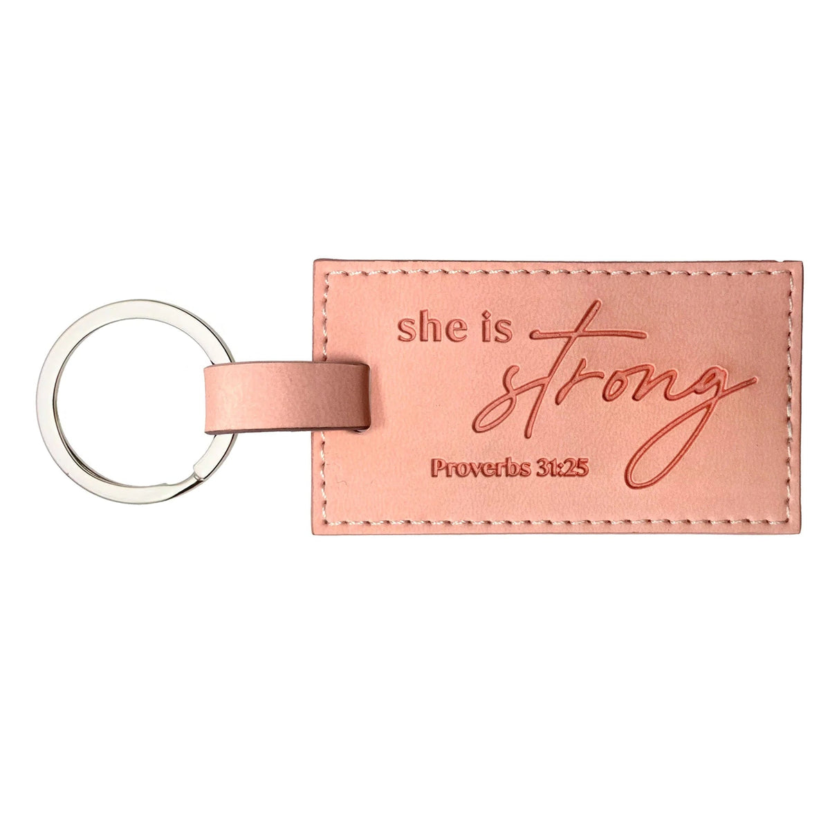 Keychain-Logos Tap-Leather-Pro 31:25-She is Strong-Pink