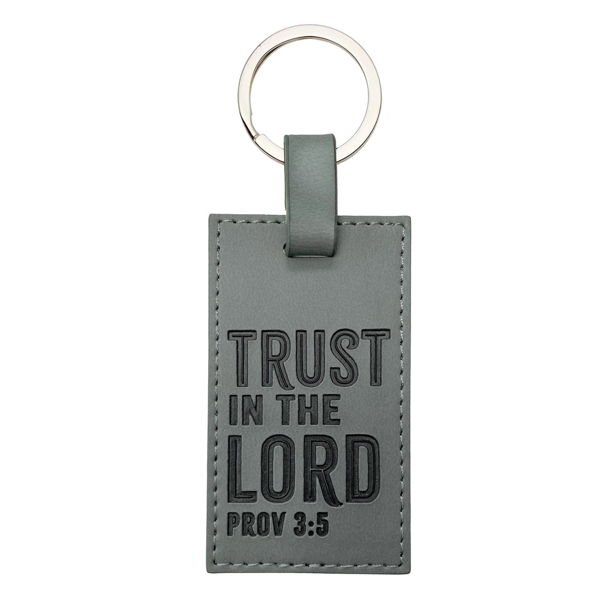 Keychain-Logos Tap-Leather-Pro 3:5-Trust In The Lord-Gray