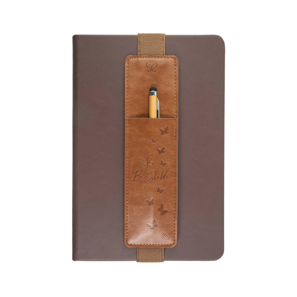 Pen Pocket-Logos Tap-Leather-Psa 46:10-Be Still-Brown