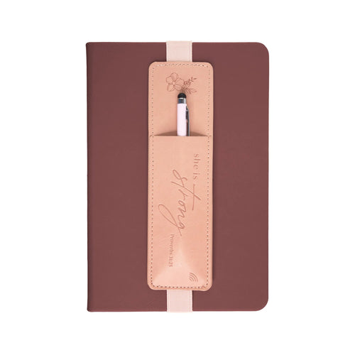Pen Pocket-Logos Tap-Leather-Pro 31:25-She Is Strong-Pink