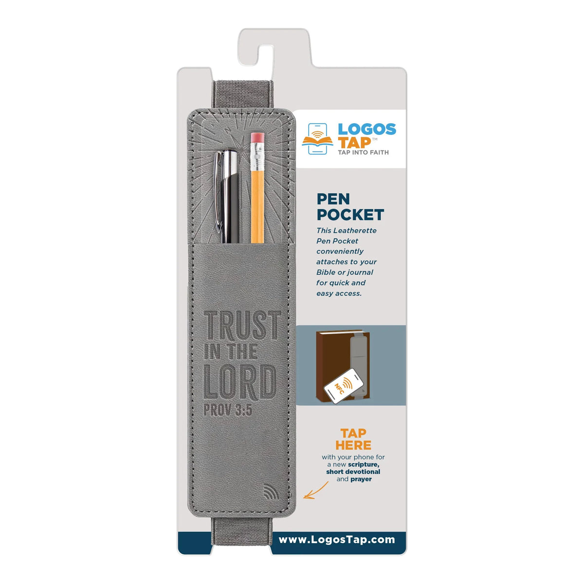 Pen Pocket-Logos Tap-Leather-Pro 3:5-Trust In The Lord-Gray