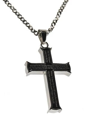 Necklace-Iron Cross-Black-Courage-24"