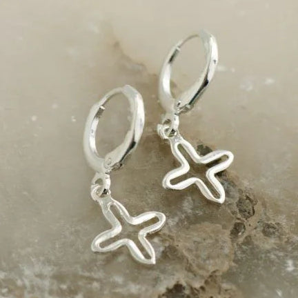 Earrings-SP-Open Cross-16mm