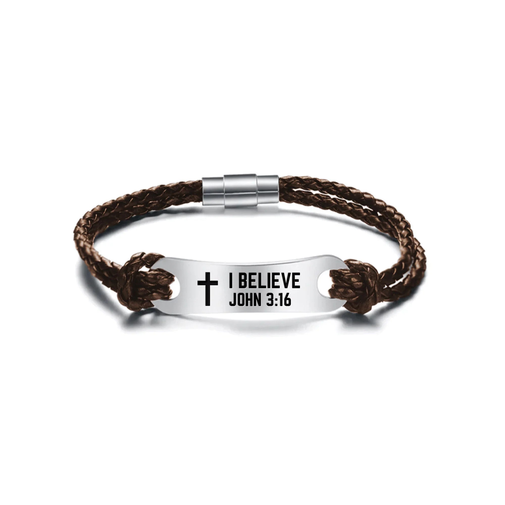 Bracelet-Brown Cord-Ident-Jhn 3:16-I Believe