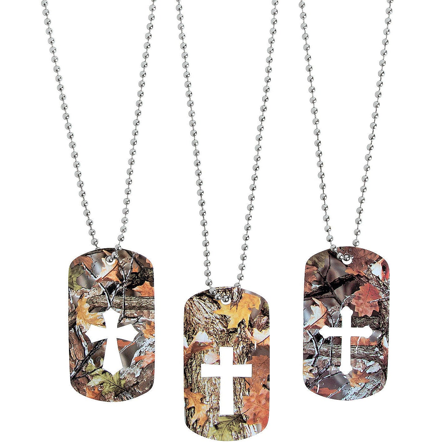 Necklace/Dog Tag/Camo/Cross Cut Out