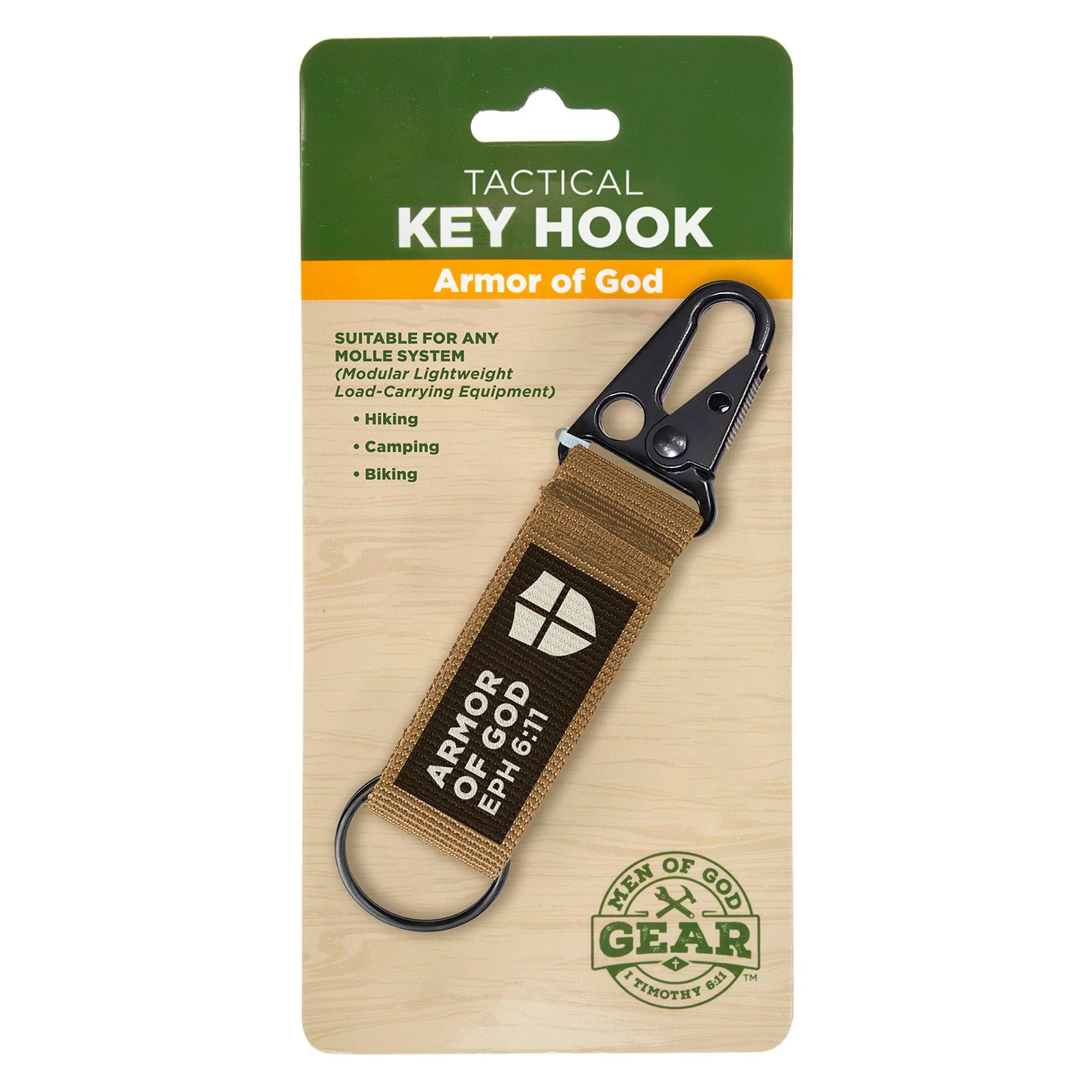 Keychain-Hook-Tactical-Brn-Eph 6:11-Armor Of God