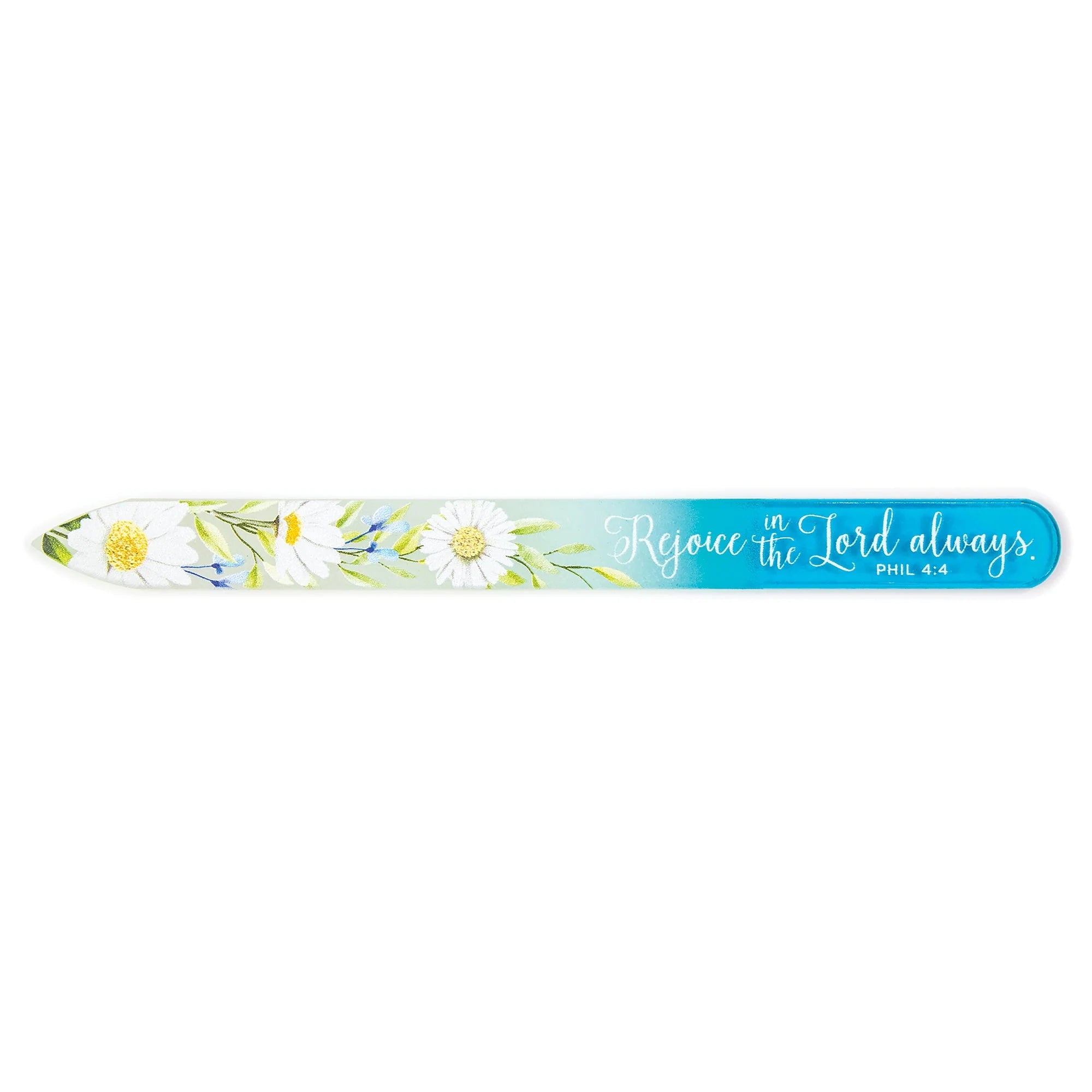 Nail File-Glass-Php 4:4-Rejoice In The Lord Always-Teal