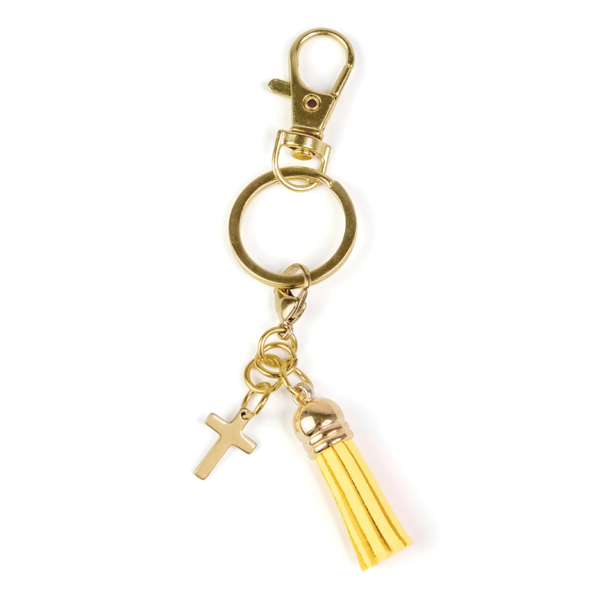 Keychain-Cross-Tassel-Yellow