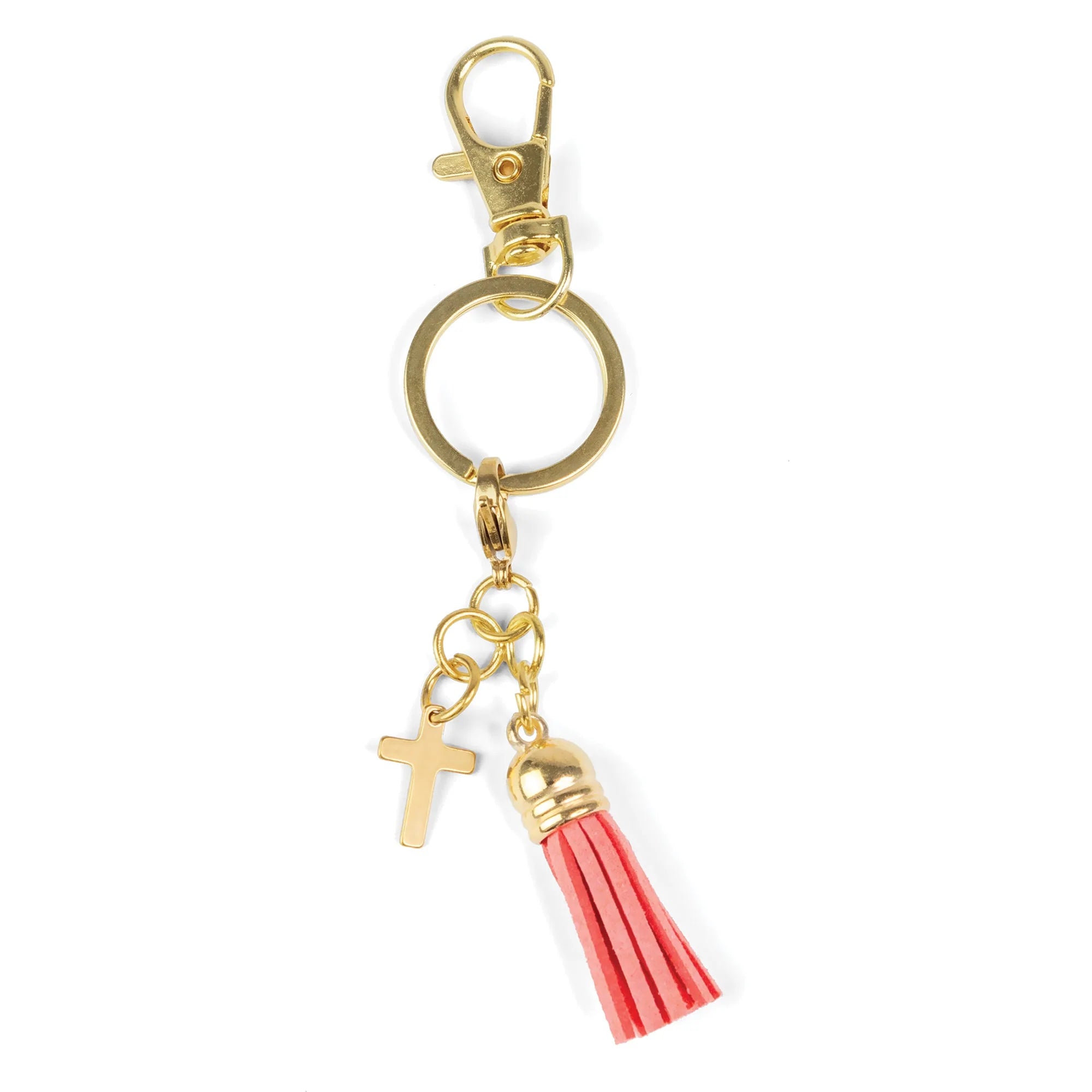 Keychain-Cross-Tassel-Red